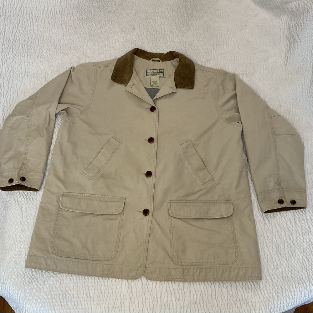 Vintage LL Bean Canvas Chore Barn Corduroy Collar Flannel Lined Coat